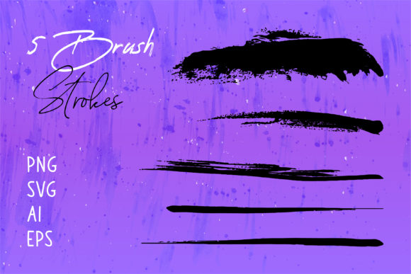 Black Watercolor Brush Strokes Set