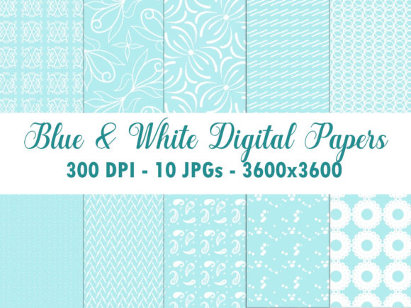 Blue and White Digital Papers: A Versatile Resource for Modern Creators