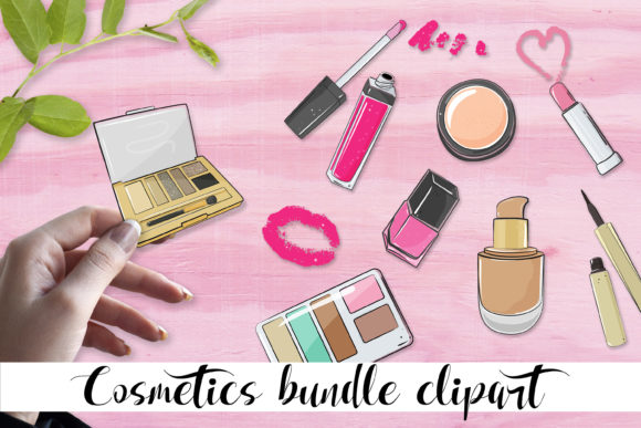 Cosmetics Set Clipart: Makeup & Care