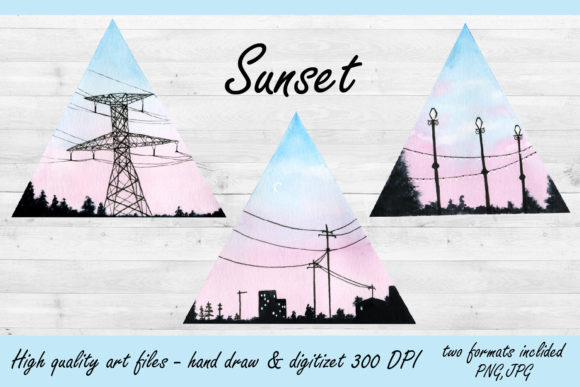Evaluating Watercolor Clipart Geometric Sunset and Camping Assets for Professional Design