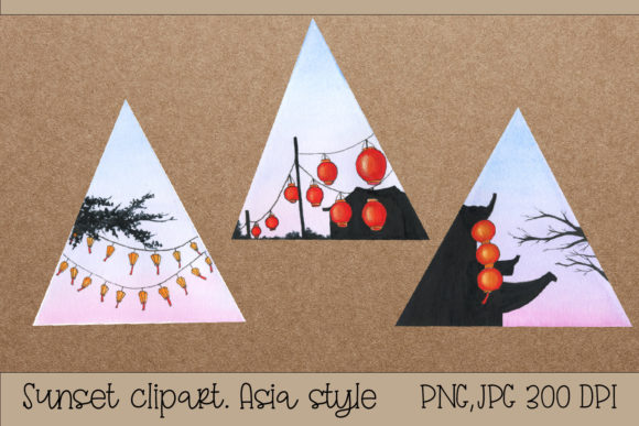 Strategic Visual Positioning with Watercolor Sunset Asia in Triangle.Sub