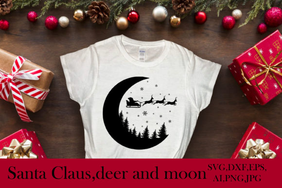 SVG Santa Claus and Deer on the Moon: A Versatile Holiday Design Resource